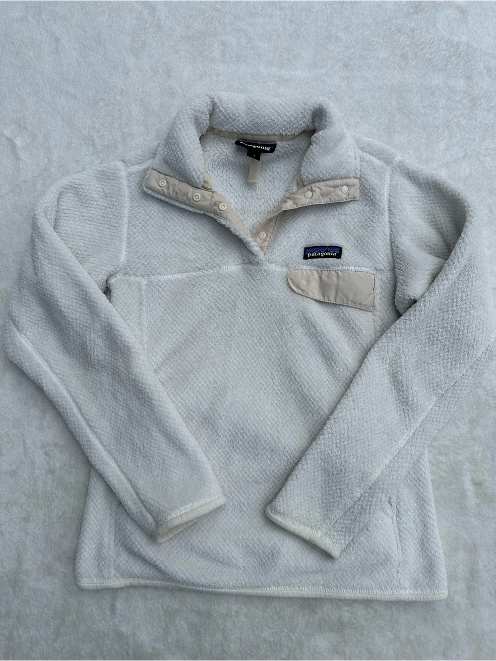 Patagonia Cream White Fleece Snap-Front Pullover size XS